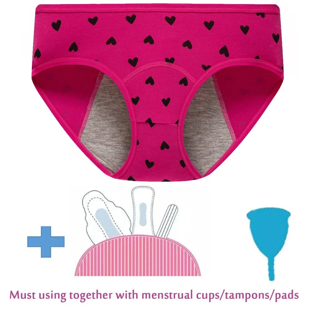 Demifill Girls' Teen Period Underwear Cotton Soft Panties Teens Briefs 4PK-M